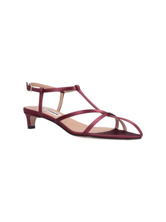 Jil Sander Strappy Leather-Trimmed Sandal - Red