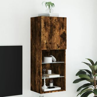 vidaXL Vidaxl - Mueble Para Tv Con Luces Led Roble Ahumado 40,5x30x102 Cm