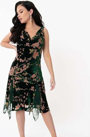 Unique Vintage 1920s Hemingway Flapper Dress in Emerald Velvet at Nordstrom, Size Large