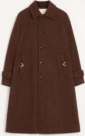 Valentino Valentino Single-Breasted Coat in Melange Wool Drape with VGold on Side Pockets Man MAROON 46