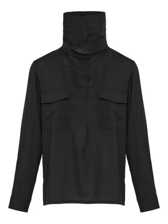 Yves Salomon high-neck blouse - Black