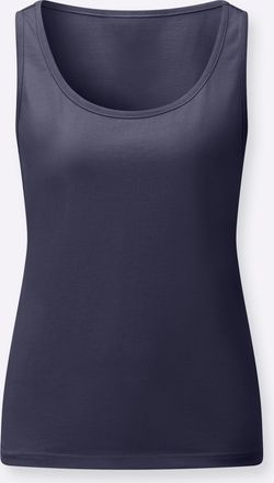 Casual Looks Shirttop CASUAL LOOKS, Damen, Gr. 36, marine, ecru, 100% Baumwolle, unifarben, Rundhals, Tops Shirttop