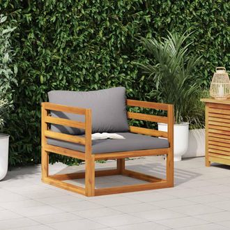 vidaXL Silla De Jard&iacute;n Con Cojines Gris Oscuro Madera Maciza Acacia Vidaxl
