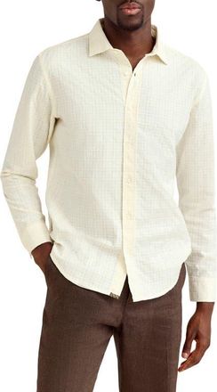Billy Reid Grid Dobby River Button-Up Shirt in Tinted White at Nordstrom, Size Xx-Large