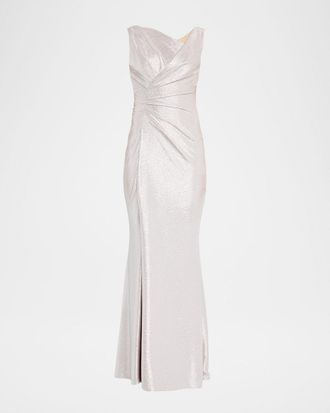 Talbot Runhof Sleeveless Mirrorball Stretch Gown
