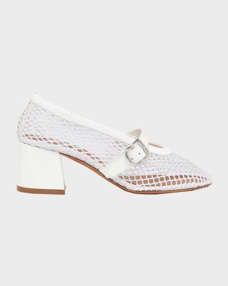 Alaia 55mm Fishnet Ballerina Pumps