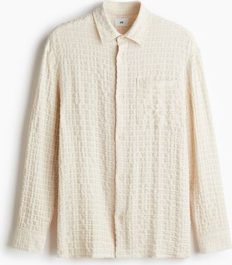 H&M Hemd aus Strukturstoff in Regular Fit - White