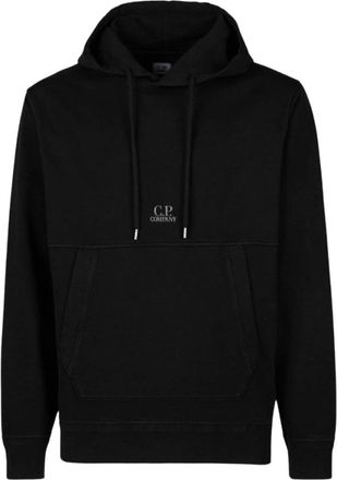 C.P. Company C.p. Company, Hoodies & sweatvesten, Heren, Zwart, S, Katoen, Centre Logo Popover Hoodie