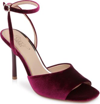Badgley Mischka Babe Ankle Strap Sandal in Burgundy Velvet at Nordstrom, Size 5.5