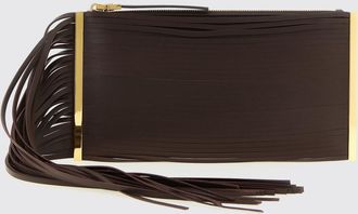 Elisabetta Franchi Clutch in pelle nappata con frange