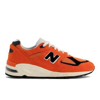 New Balance Uomo MADE in USA 990v2 in Arancia/Nero, Pelle, Taglia 39.5