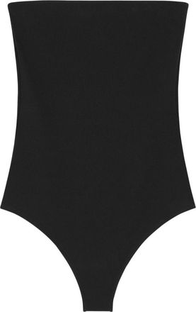 Courr&egrave;ges Black Solid Strapless Top