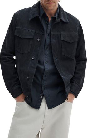 Rag & Bone Suede Trucker Jacket in Navy at Nordstrom, Size Xx-Large