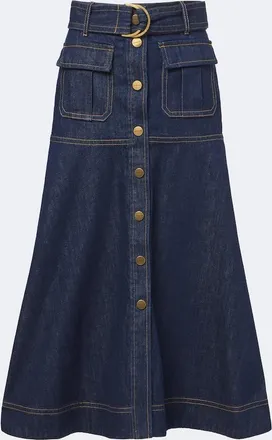 Zimmermann Belted denim midi skirt