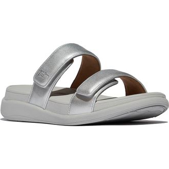 FitFlop F-Mode Go Adjustable Platform Slide Sandal in Silver at Nordstrom Rack, Size 6.5