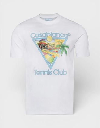 Casablanca Womens Printed T-Shirt Afro Cubism Tennis Club White - Size: 18/16