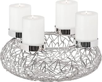 Edzard Hochwertiger Design Adventskranz Milano Ii ø 34 cm - Edelstahl glänzend vernickelt