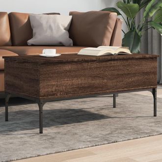 vidaXL Vidaxl - Mesa De Centro Madera Ingenier&iacute;a Metal Roble Marr&oacute;n 100x50x45cm