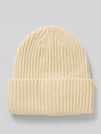 Pieces Beanie aus Rippstrick Modell HEXO in Sand, Gr&ouml;&szlig;e 1