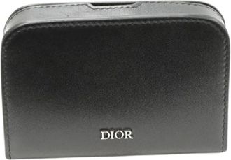 Dior Pre-owned Wallets, female, Black, Size: ONE SIZE Pre-owned Calfskin Card Case