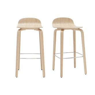 Miliboo Miliboo - Set De 2 Taburetes De Cocina N&oacute;rdicos De Madera De Roble 68 Cm Obra