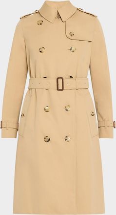 Burberry Kensington Organic Belted Double-Breasted Long Trench Coat