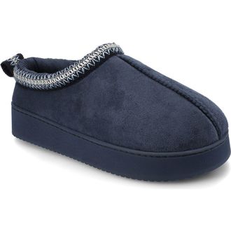 Journee Collection Connway Faux Shearling Lined Slipper in Navy at Nordstrom Rack, Size X-Large