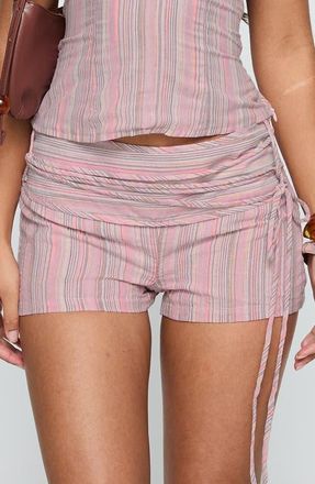 Princess Polly Electric Night Stripe Cotton Blend Shorts in Pink Stripe at Nordstrom, Size 12