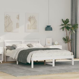 Berkfield Home with LED Strip Lights with Headboard White 120 x 200 cm Solid pine wood