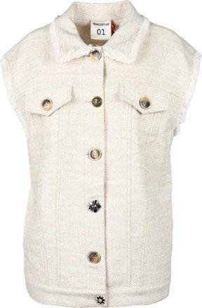 Semicouture Gebreid vest met katoenmix - Dames - Bodywarmers - Beige - S - Katoen - Jassen