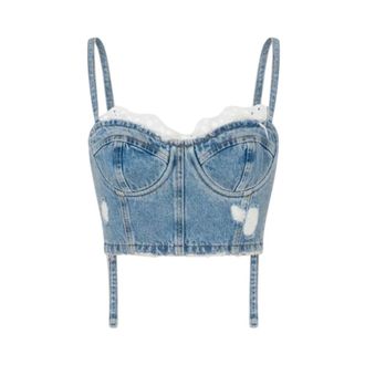 Moschino Sleeveless Tops, female, Blue, Size: S Sleeveless Top
