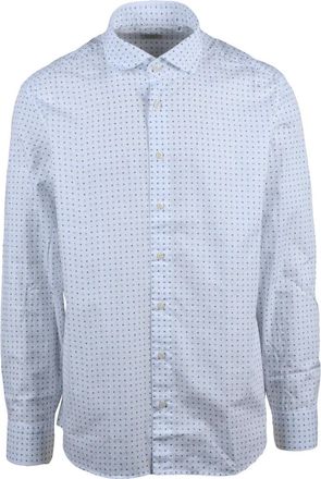 Mariano Napoli White/Sky Blue Striped Cotton Shirt
