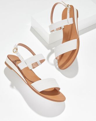 Talbots Gracelyn Nappa Wedge Sandals - White - 10 1/2 M Talbots