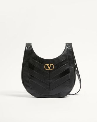 Valentino Garavani Borsa Hobo Piccola Valentino Garavani Hoboho In Nappa Motivo Chevron Donna NERO UNI
