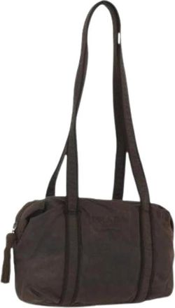 Prada Pre-owned Nylon Schoudertas - Dames - Vintage Schoudertas - Bruin - ONE Size - Nylon - Vintage