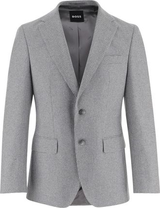 HUGO BOSS Giacca monopetto in misto lana stretch - - Jackets - Uomo - Grigio - 2XL