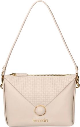 Braccialini Solara Elite Schoudertas - Dames - Tassen - Beige - Maat: ONE Size Leer