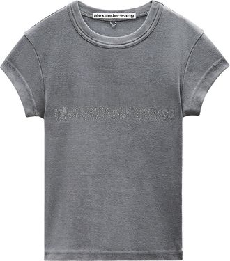 Alexander Wang Crystal Hotfix Logo Cotton Baby T-Shirt