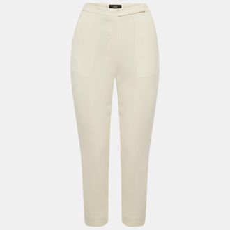 Theory Rice White Admiral Crepe High Waist Slim Fit Cropped Trousers