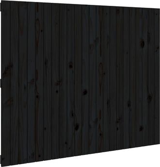 vidaXL Cabecero De Cama Pared Madera Maciza Pino Negro 140x3x110 Cm Vidaxl