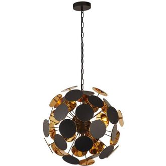 Searchlight Lampadario Contemporaneo Disco Acciaio Nero Policarbonato Oro 4 Luci E14