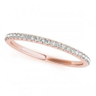 Allurez Lab Grown Diamond Accented Semi Eternity Wedding Band in 14k Rose Gold (0.10ct)