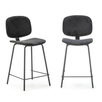 Calicosy Lote de 2 taburetes de terciopelo acanalado h65 cm - negro