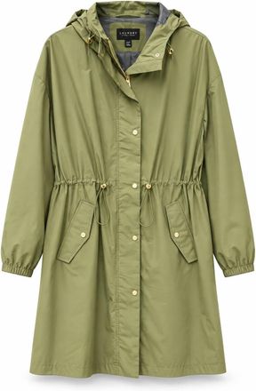 Shelli Segal Womens Hooded Long Sleeve Rain Trench Coat, Black