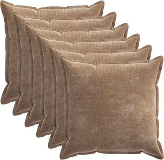 vidaXL Funda De Almohada 6 Uds. Houten Marr&oacute;n 55 X 55 Cm Tela Chenille Vidaxl