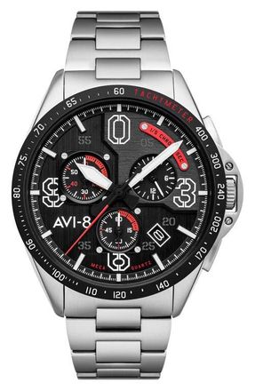 AVI-8 P-51 Mustang Blakeslee Chronograph Bracelet Watch, 43mm in Black at Nordstrom