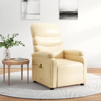 vidaXL Sill&oacute;n De Masaje De Cuero Sint&eacute;tico Crema Vidaxl