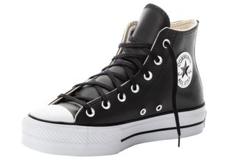 Converse Sneaker CONVERSE CHUCK TAYLOR ALL STAR LEATHER PLATFORM, Damen, Gr. 37,5, schwarz-weiss (schwarz, wei&szlig;), Leder, Schuhe Sneaker, Sneaker aus weichem Le
