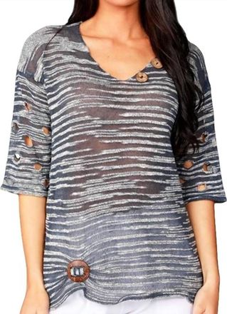 Angel Cut-Out Sleeve Top In Denim