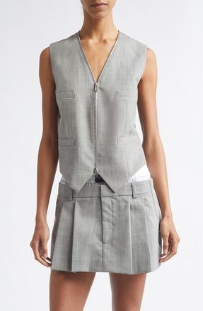Alexander Wang Tailored Zip Vest in Light Heather Grey at Nordstrom, Size 14